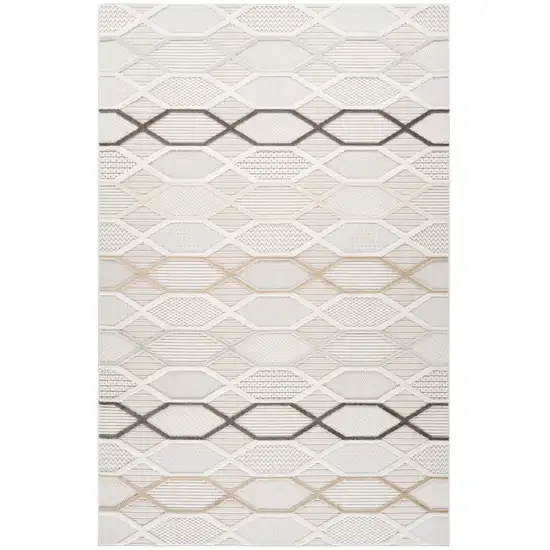 Cream and Beige Abstract Distressed Area Rug Photo 2