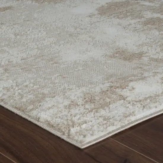 Cream and Beige Abstract Distressed Area Rug Photo 6