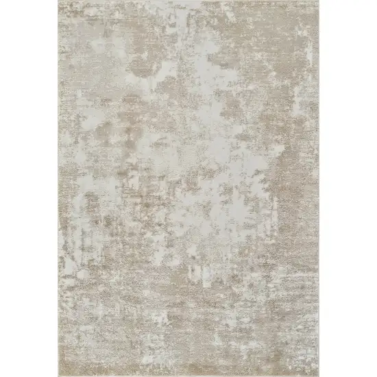 Cream and Beige Abstract Distressed Area Rug Photo 4