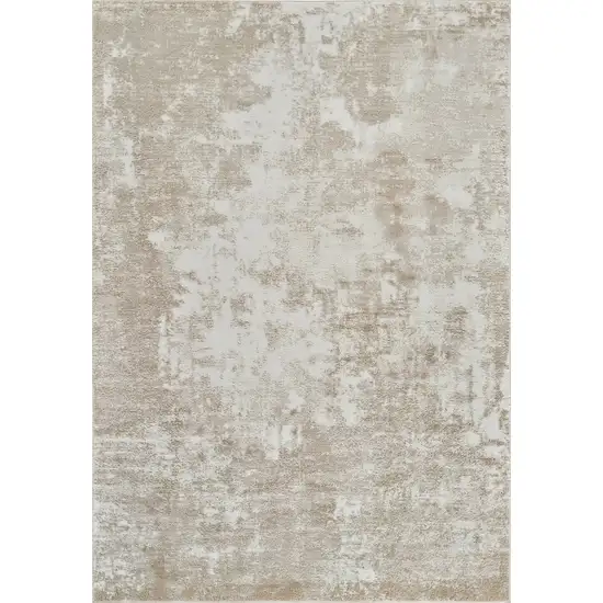 Cream and Beige Abstract Distressed Area Rug Photo 2