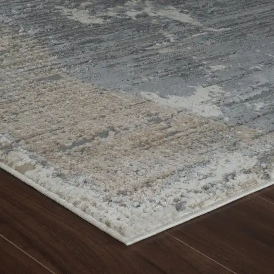 Cream and Beige Abstract Distressed Area Rug Photo 7