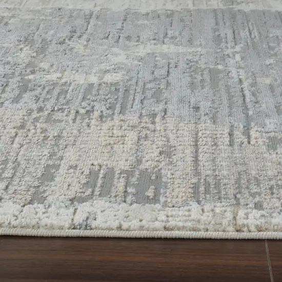 Cream and Beige Abstract Distressed Area Rug Photo 8