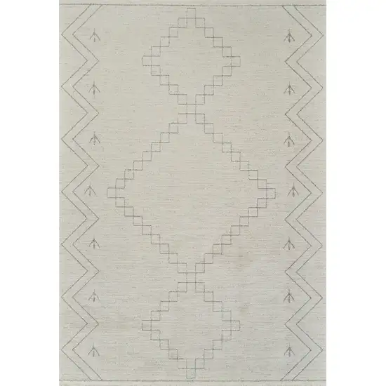 Cream and Beige Abstract Distressed Area Rug Photo 6