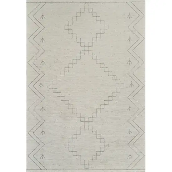 Cream and Beige Abstract Distressed Area Rug Photo 5