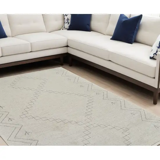 Cream and Beige Abstract Distressed Area Rug Photo 4