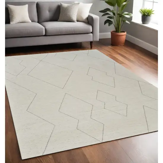 Cream and Beige Abstract Distressed Area Rug Photo 2