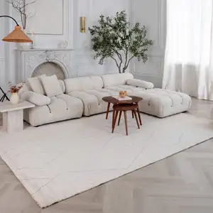 Photo of Cream and Beige Abstract Distressed Area Rug