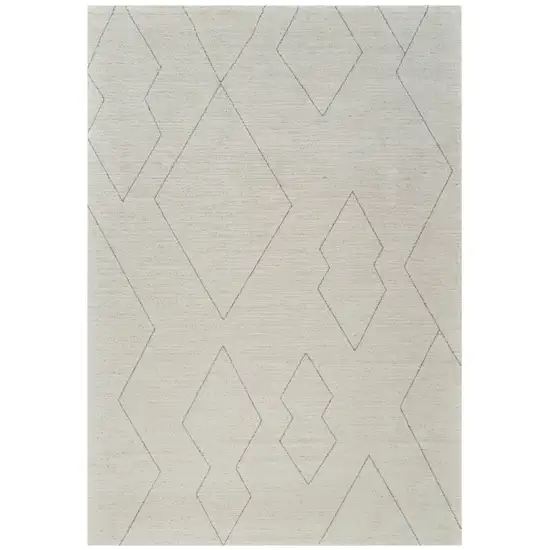 Cream and Beige Abstract Distressed Area Rug Photo 6