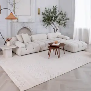 Photo of Cream and Beige Abstract Distressed Area Rug