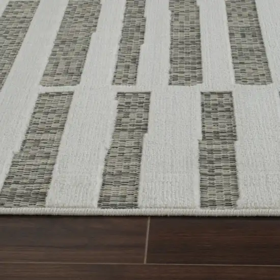 Cream and Beige Abstract Distressed Indoor Outdoor Area Rug Photo 6