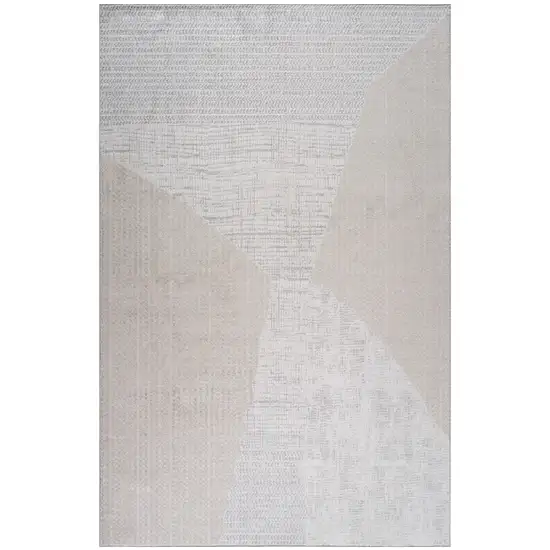 Cream and Beige Abstract Non Skid Area Rug Photo 2