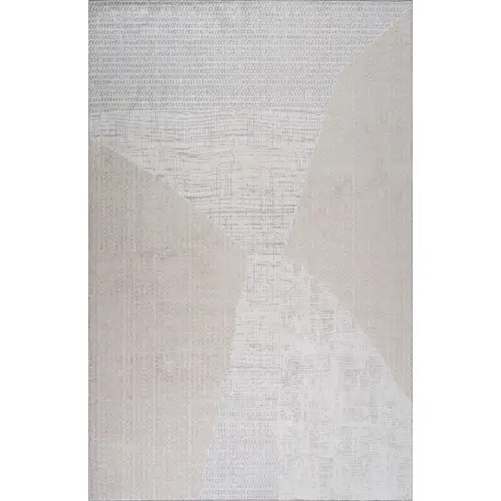 Cream and Beige Abstract Non Skid Area Rug Photo 5