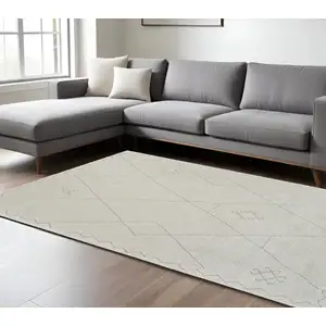 Photo of Cream and Beige Abstract Non Skid Area Rug