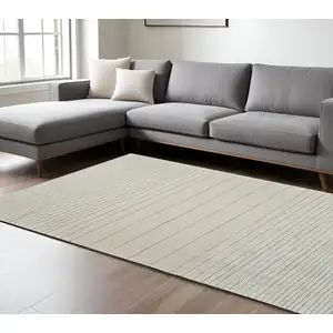 Photo of Cream and Beige Abstract Non Skid Area Rug