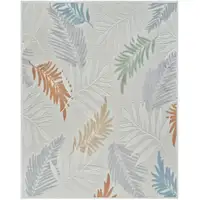 Photo of Cream and Beige Botanical Leaves Distressed Indoor Outdoor Area Rug