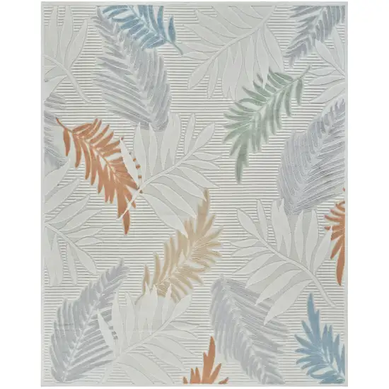 Cream and Beige Botanical Leaves Distressed Indoor Outdoor Area Rug Photo 2