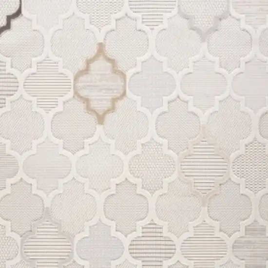 Cream and Beige Geometric Distressed Area Rug Photo 6