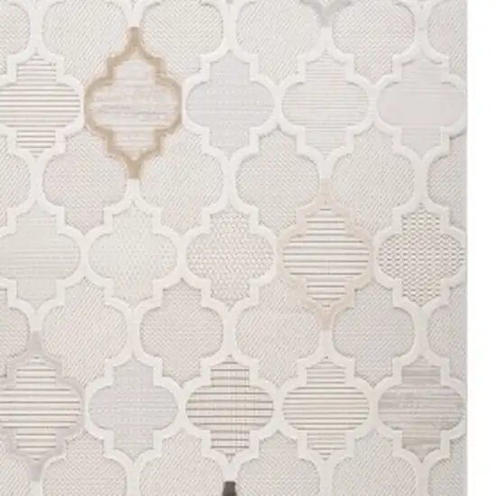 Cream and Beige Geometric Distressed Area Rug Photo 5