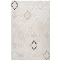 Photo of Cream and Beige Geometric Distressed Area Rug