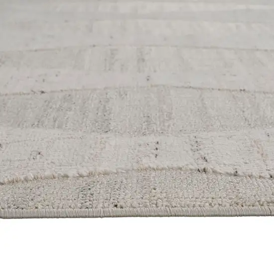 Cream and Beige Geometric Distressed Area Rug Photo 4