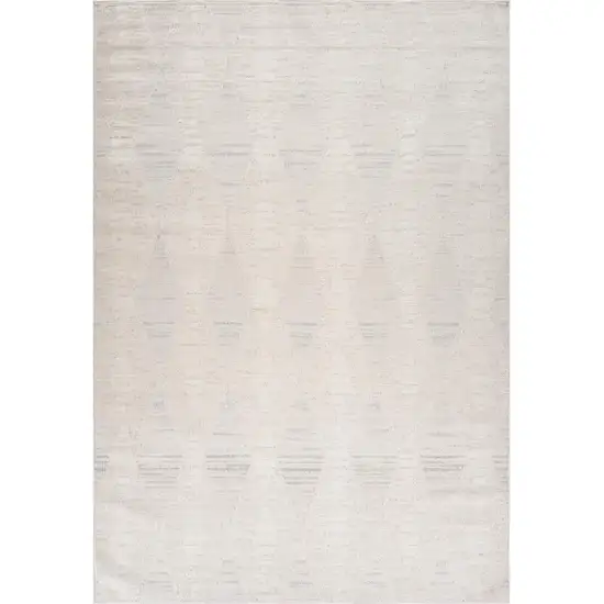 Cream and Beige Geometric Distressed Area Rug Photo 3