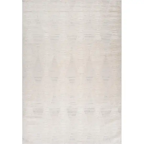 Cream and Beige Geometric Distressed Area Rug Photo 1