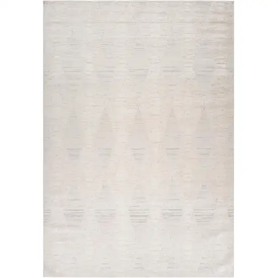 Cream and Beige Geometric Distressed Area Rug Photo 1