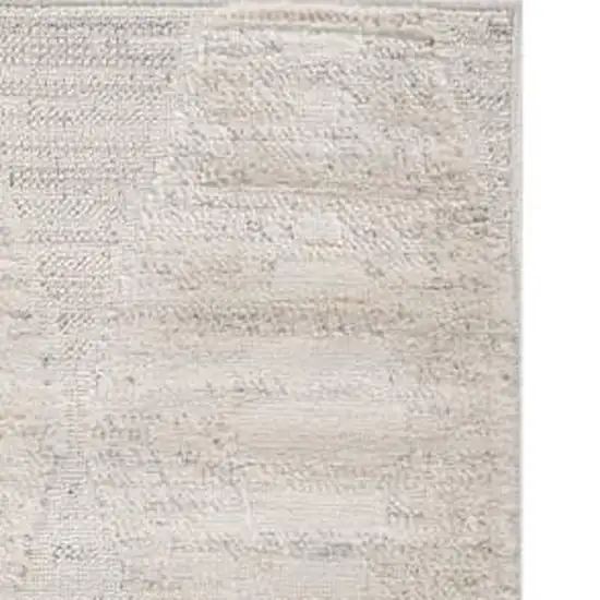 Cream and Beige Geometric Distressed Area Rug Photo 5