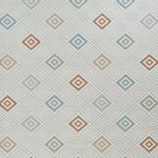 Cream and Beige Geometric Distressed Indoor Outdoor Area Rug Photo 4