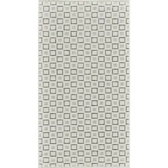 Cream and Beige Geometric Distressed Indoor Outdoor Area Rug Photo 2