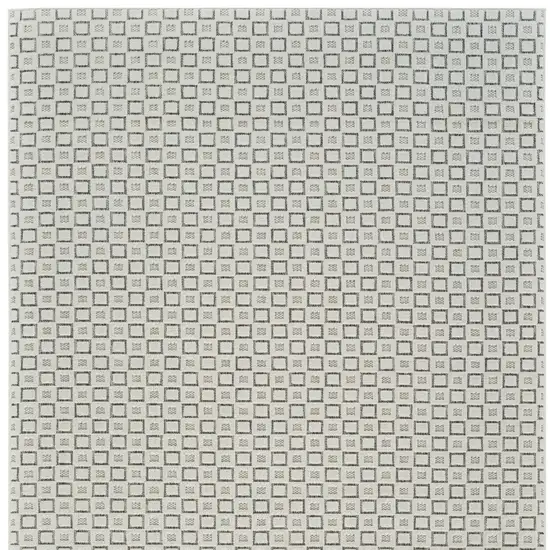 Cream and Beige Geometric Distressed Indoor Outdoor Area Rug Photo 4