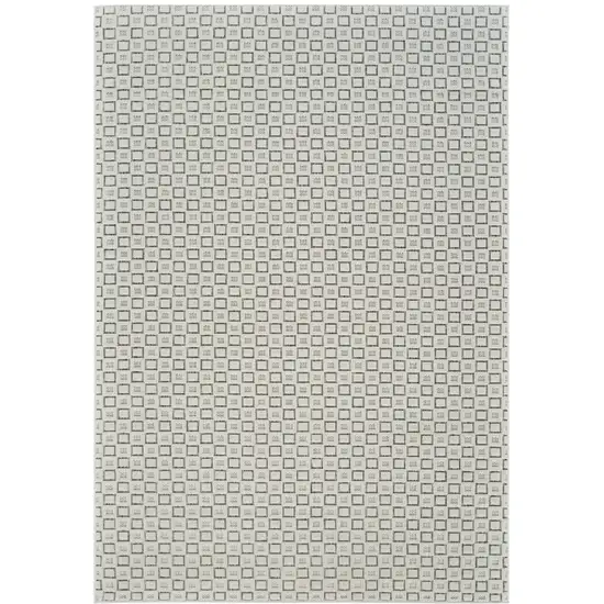 Cream and Beige Geometric Distressed Indoor Outdoor Area Rug Photo 2