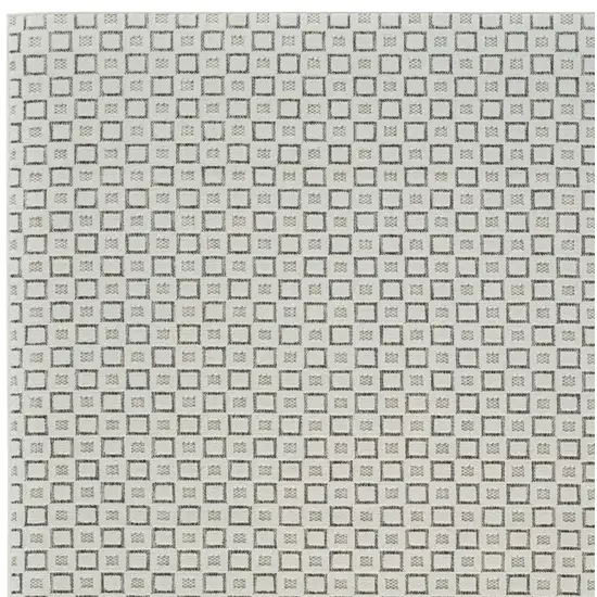 Cream and Beige Geometric Distressed Indoor Outdoor Area Rug Photo 4