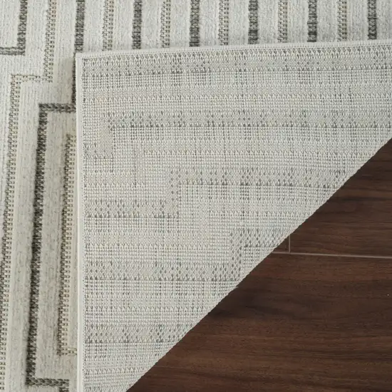 Cream and Beige Geometric Distressed Indoor Outdoor Area Rug Photo 8