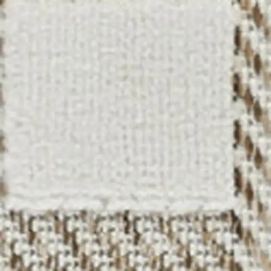 Cream and Beige Geometric Distressed Indoor Outdoor Area Rug Photo 5