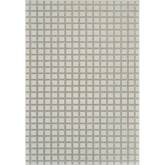 Cream and Beige Geometric Distressed Indoor Outdoor Area Rug Photo 2