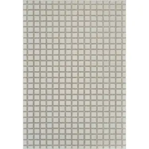 Photo of Cream and Beige Geometric Distressed Indoor Outdoor Area Rug