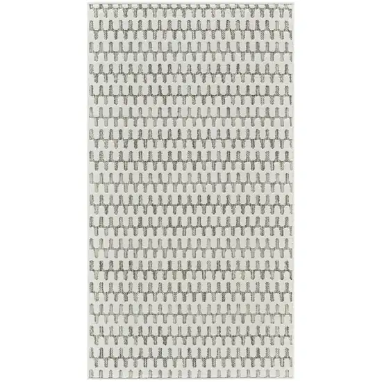 Cream and Beige Geometric Distressed Indoor Outdoor Area Rug Photo 2