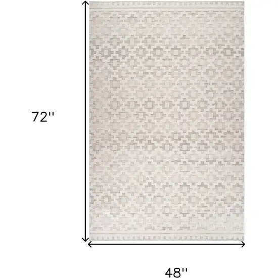 Cream and Beige Moroccan Area Rug Photo 9