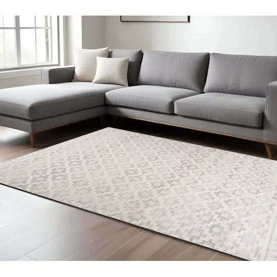 Cream and Beige Moroccan Area Rug Photo 1