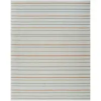 Photo of Cream and Beige Striped Distressed Indoor Outdoor Area Rug