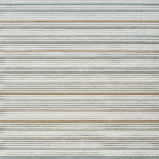 Cream and Beige Striped Distressed Indoor Outdoor Area Rug Photo 4