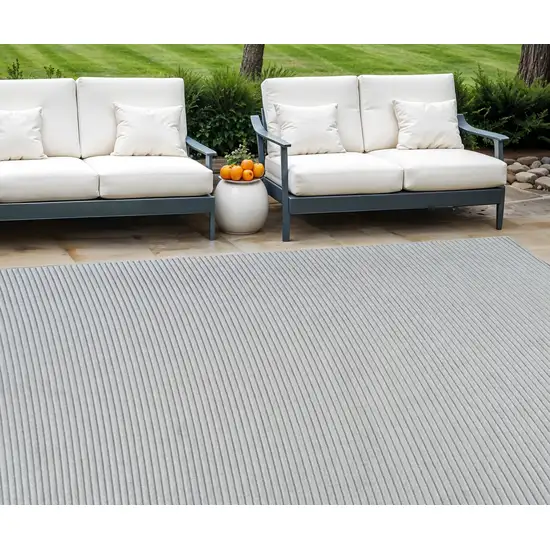 Cream and Beige Striped Distressed Indoor Outdoor Area Rug Photo 1