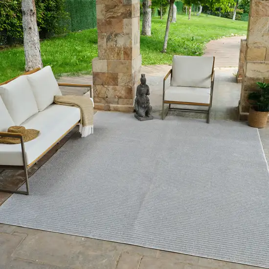 Cream and Beige Striped Distressed Indoor Outdoor Area Rug Photo 8