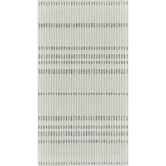 Cream and Beige Striped Distressed Indoor Outdoor Area Rug Photo 4