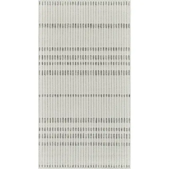 Cream and Beige Striped Distressed Indoor Outdoor Area Rug Photo 2