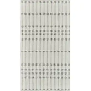 Photo of Cream and Beige Striped Distressed Indoor Outdoor Area Rug