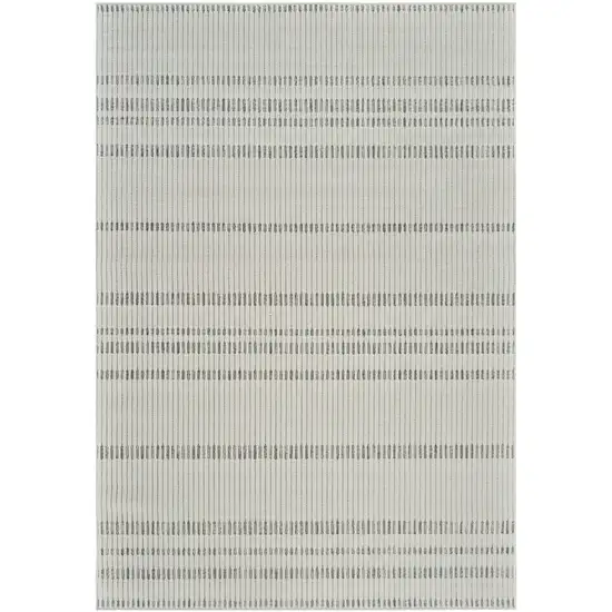 Cream and Beige Striped Distressed Indoor Outdoor Area Rug Photo 4