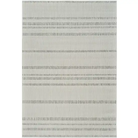 Cream and Beige Striped Distressed Indoor Outdoor Area Rug Photo 2