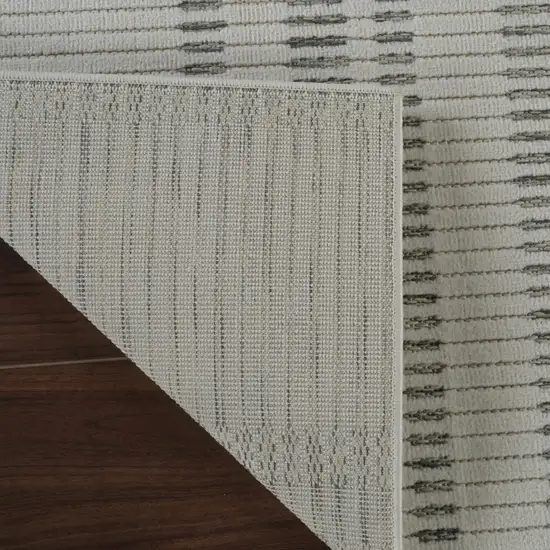 Cream and Beige Striped Distressed Indoor Outdoor Area Rug Photo 6